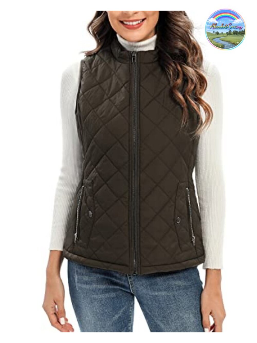 Quilted Puffer Vest with 4 Pockets Lightweight Sleeveless Gilet for Layering